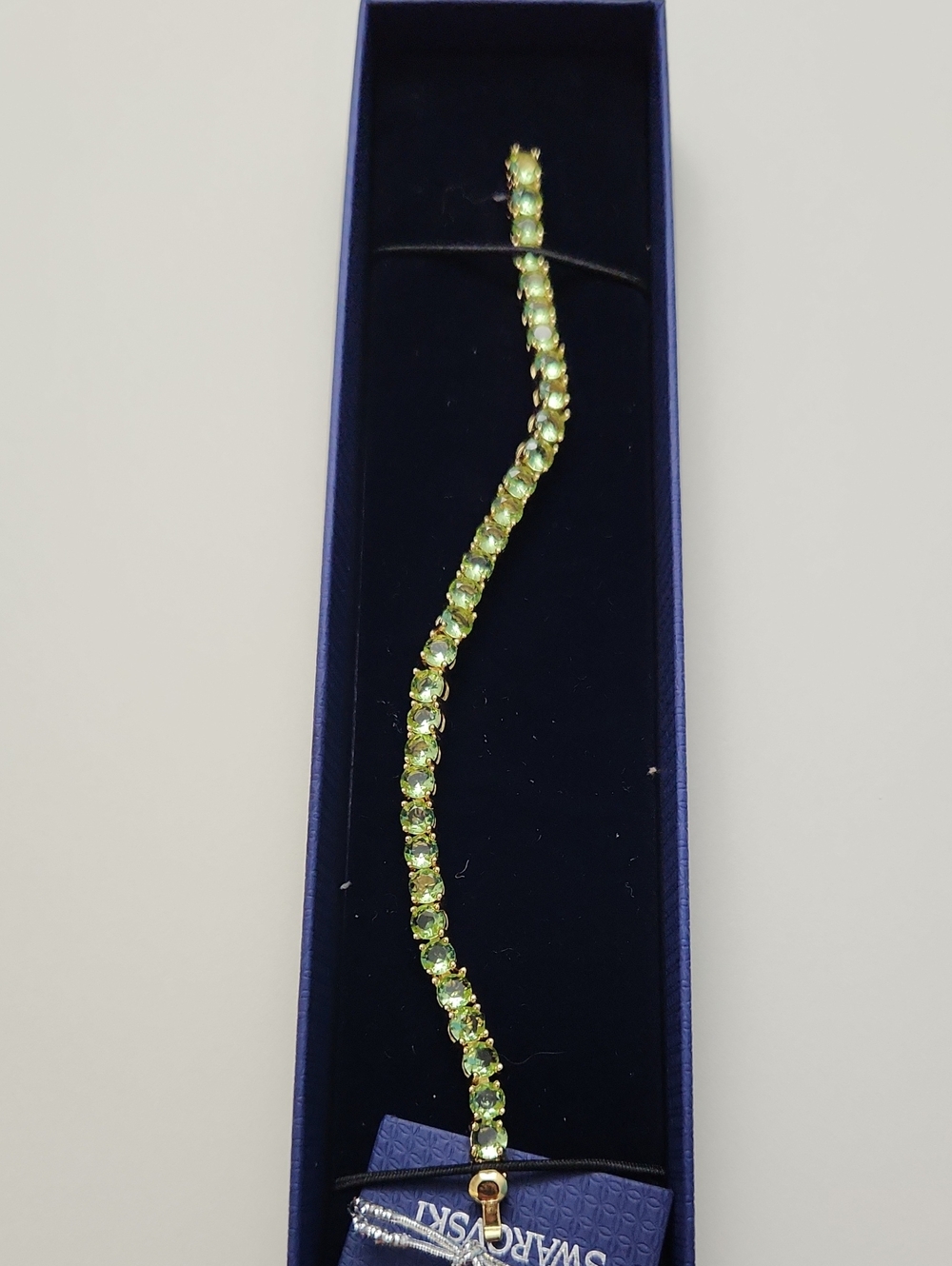 Swarovski Matrix Tennis BraceletRound Cut, Green, 18K Gold Finish - Picture 5 of 12